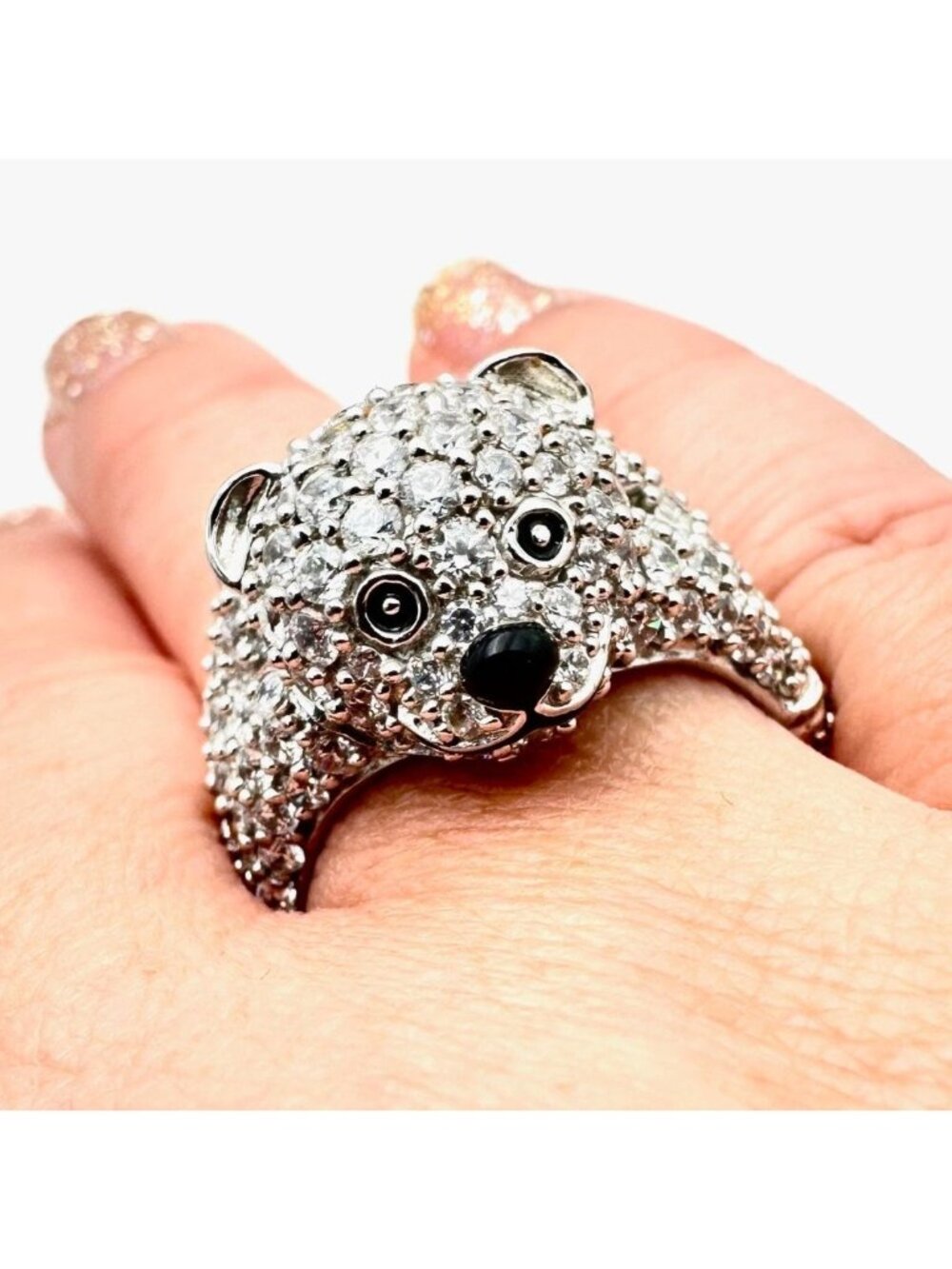 Victoria Wieck Ring Sterling Silver White Zircon Size 10 Polar Bear